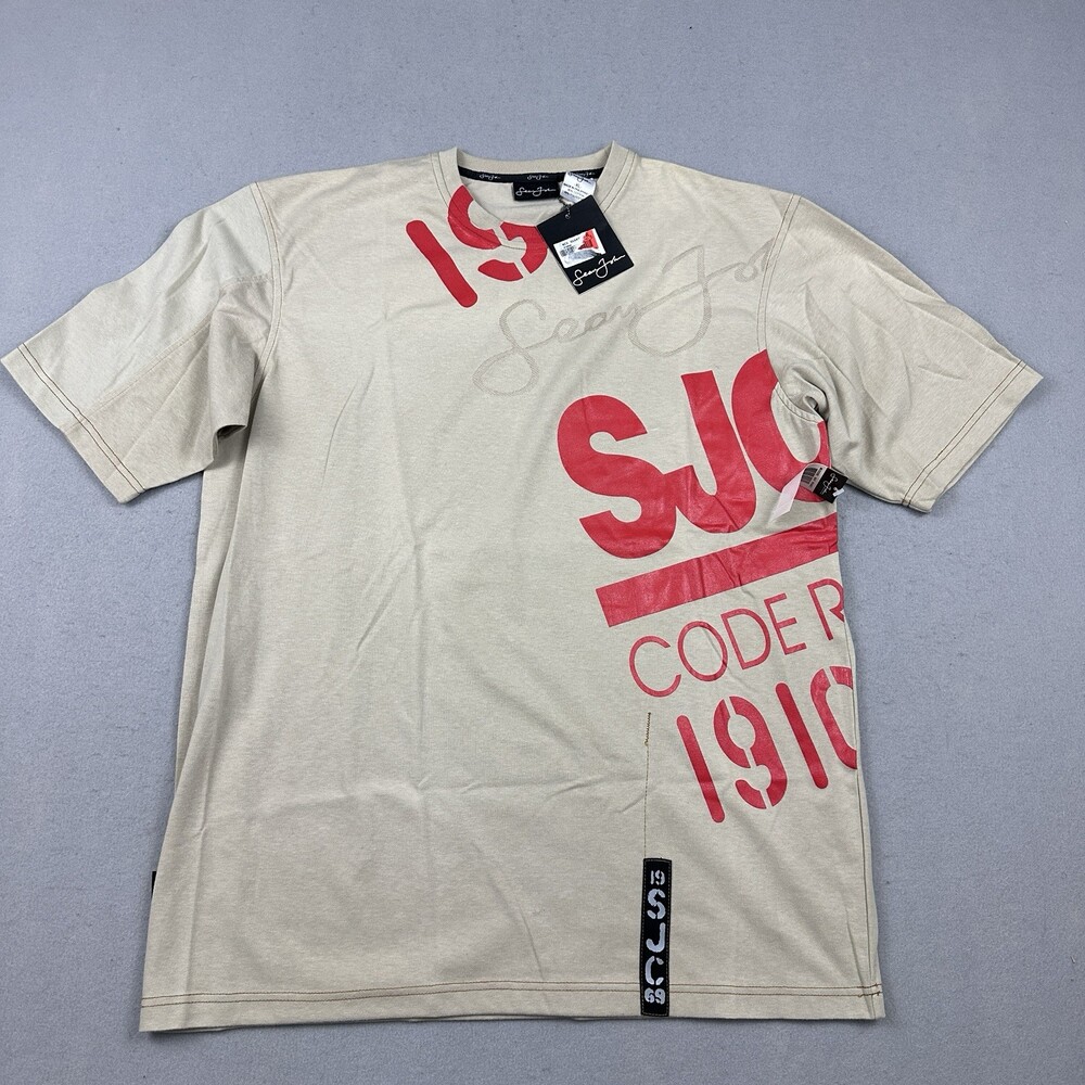 Vintage Sean John Shirt Men Extra Large Tan Red SJC Code R Y2K Deadstock XL